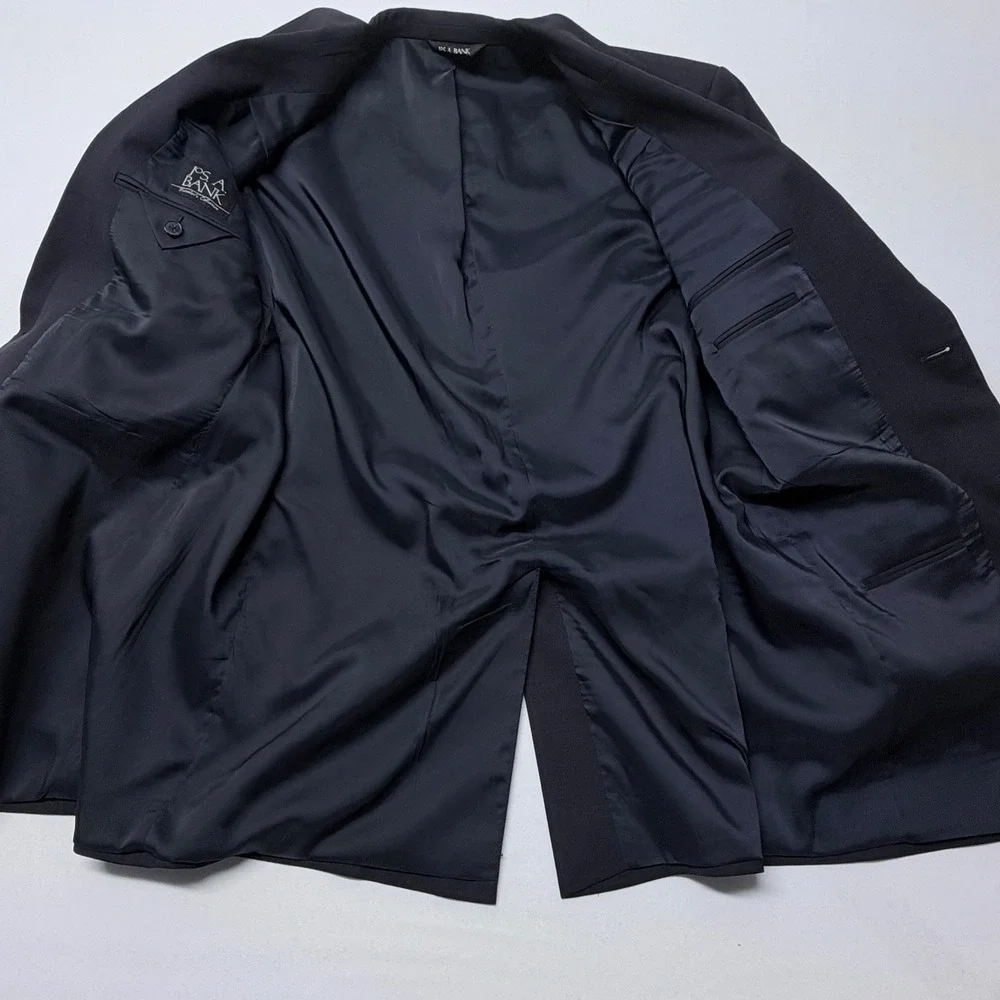 Jos. A. Bank Mens 44L Traveler Collection Navy Blue Wool Blend 2-Button Blazer